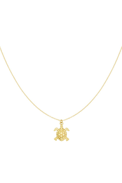 Halskette mit Schildkröten-Gezeitenmotiv – Goldfarben