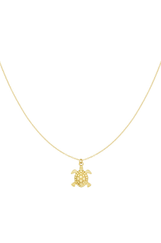 Halskette mit Schildkröten-Gezeitenmotiv – Goldfarben