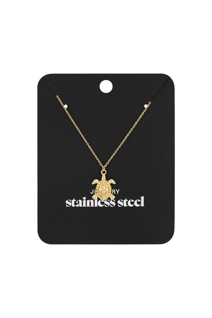Halskette mit Schildkröten-Gezeitenmotiv – Goldfarben